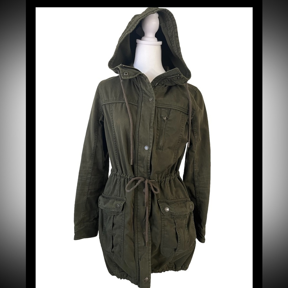 Abercrombie & Fitch Green Military 100% Cotton Zip Front Jacket  XS